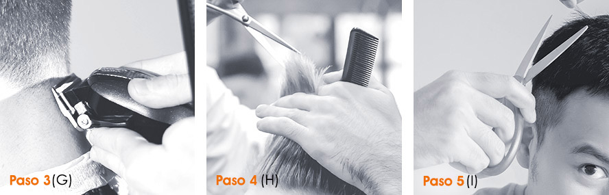 Imágenes que muestran los distintos pasos del corte de cabello
