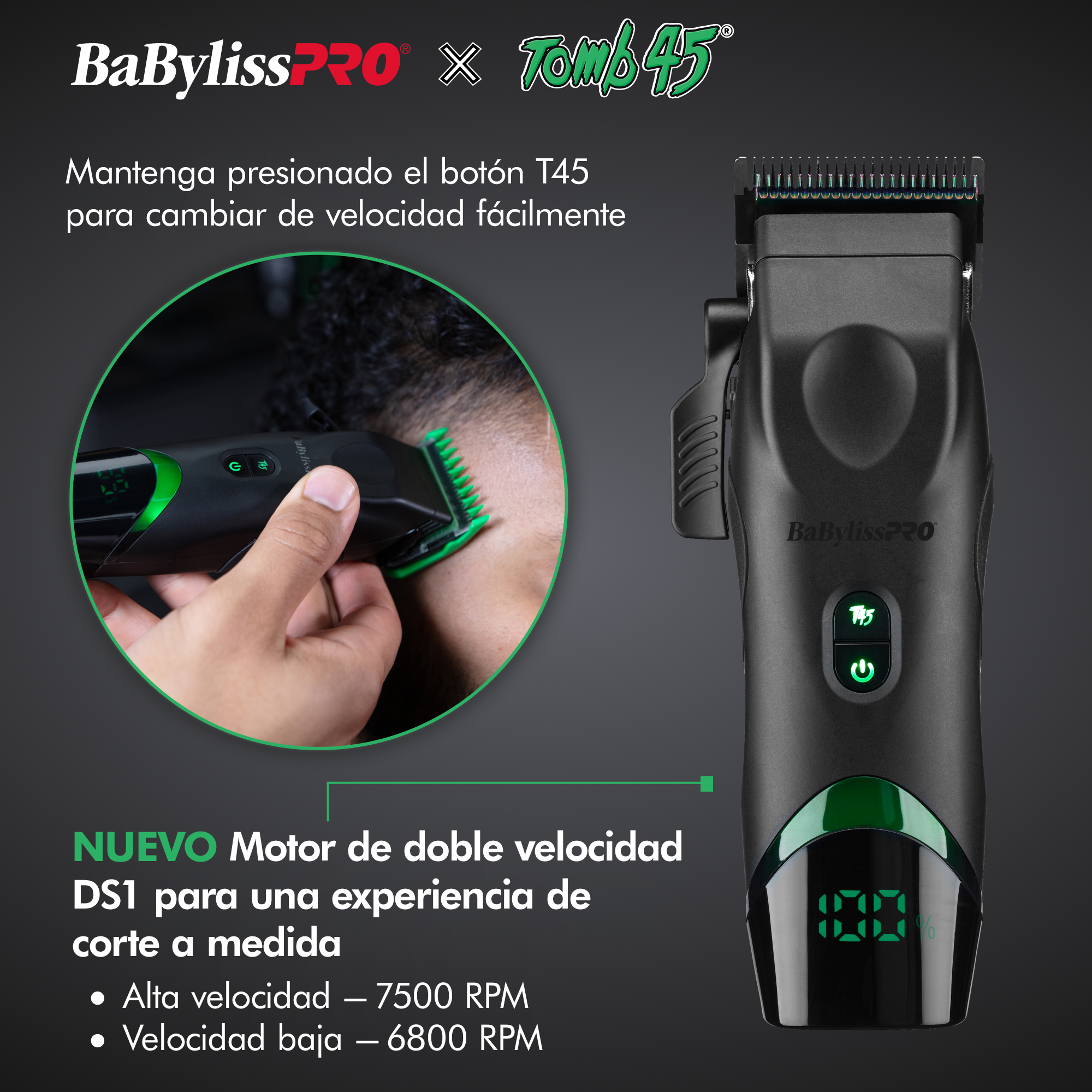 Cortadora de cabello de carga inalámbrica BaBylissPRO® x Tomb45®