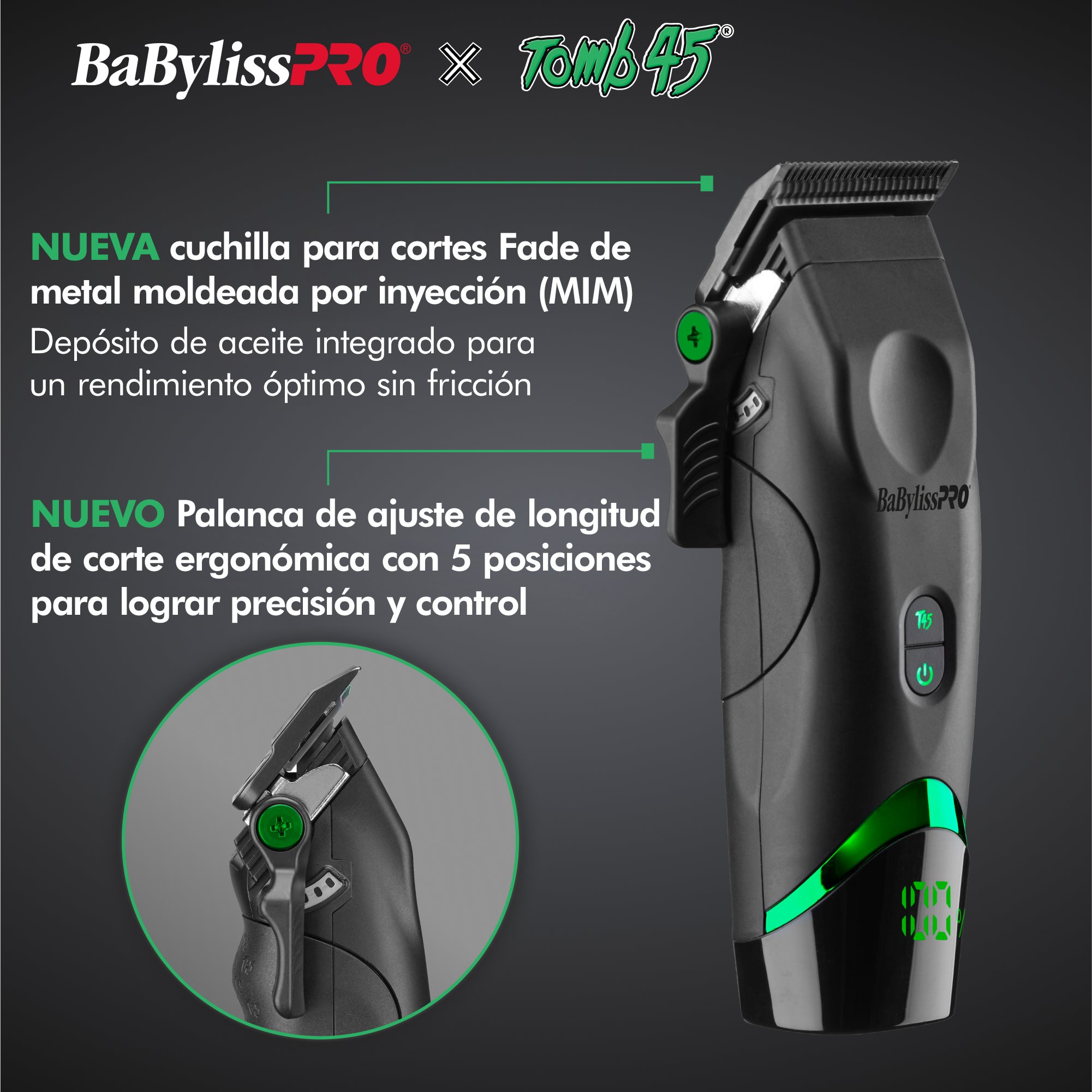 Cortadora de cabello de carga inalámbrica BaBylissPRO® x Tomb45®
