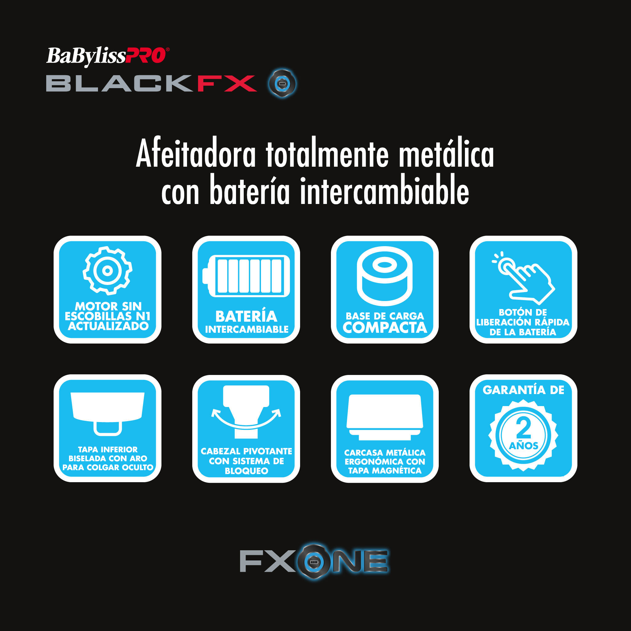 Afeitadora de doble hoja BaBylissPRO® FXONE™ BLACKFX