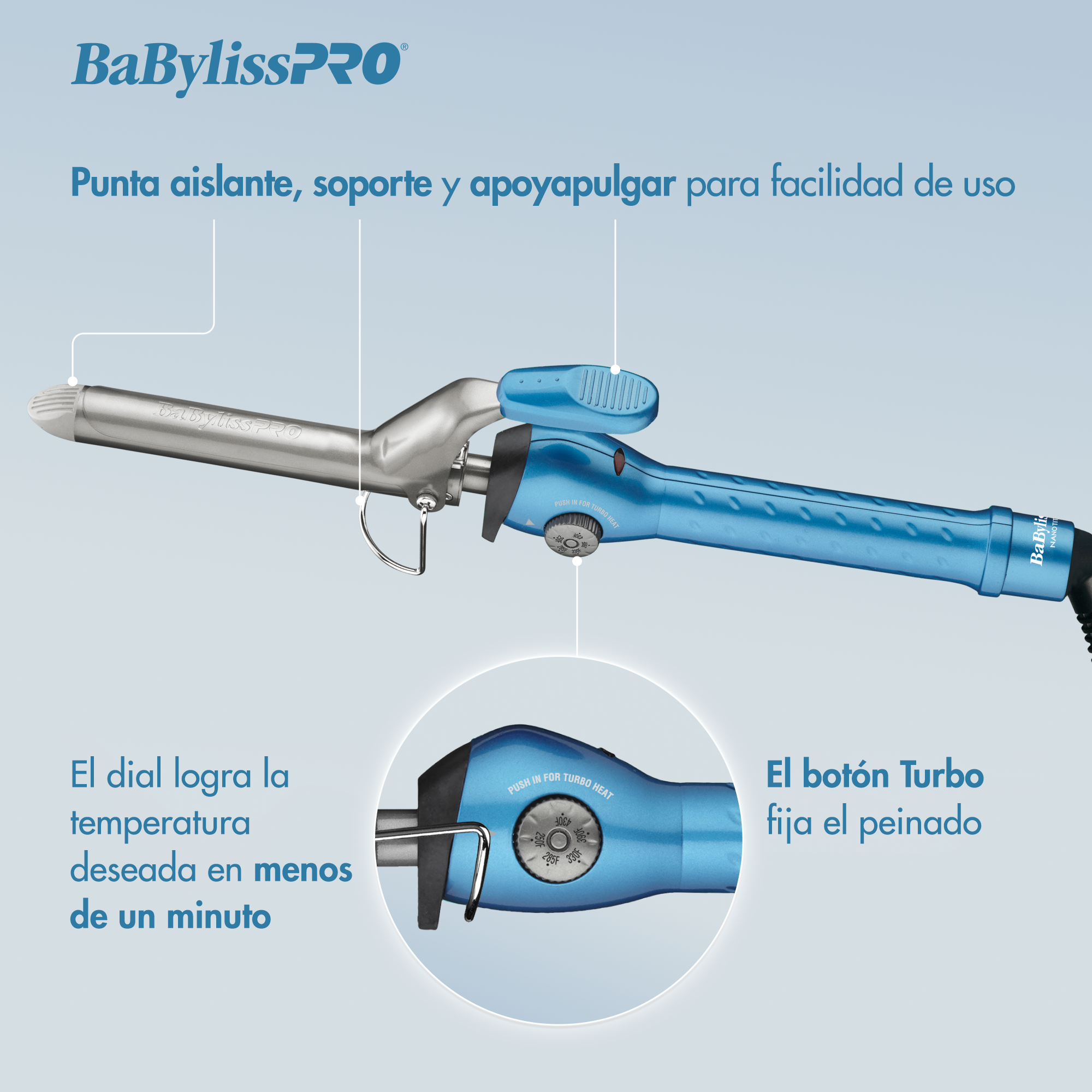 Tenaza de resorte de 1½ in BaBylissPRO® Nano Titanium™