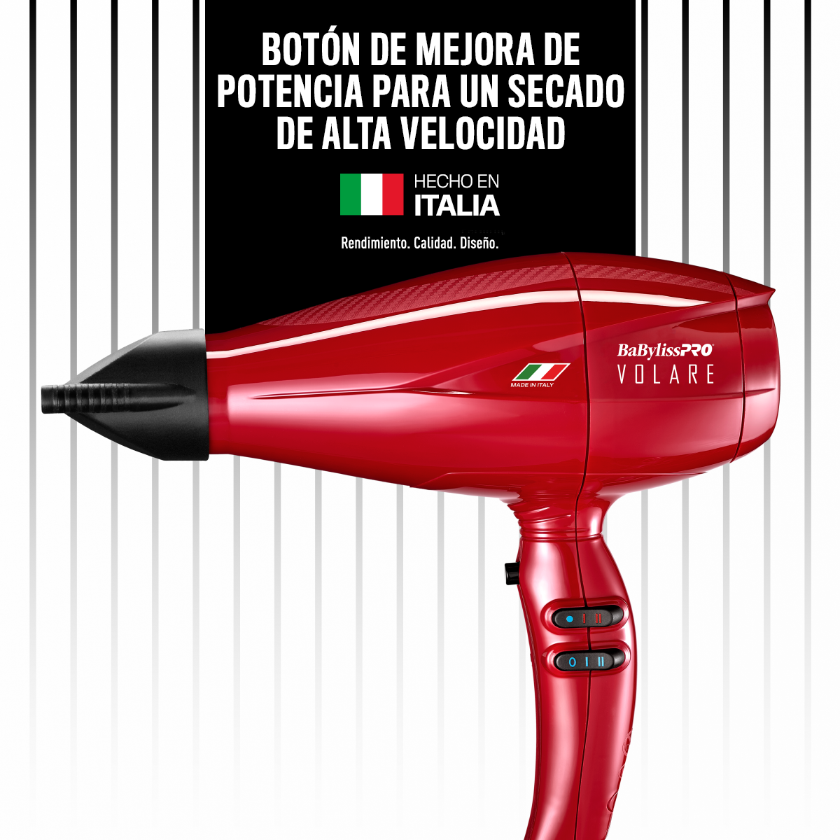 Secador de cabello Volare V1 de BaBylissPRO (ROJO) - Main Image