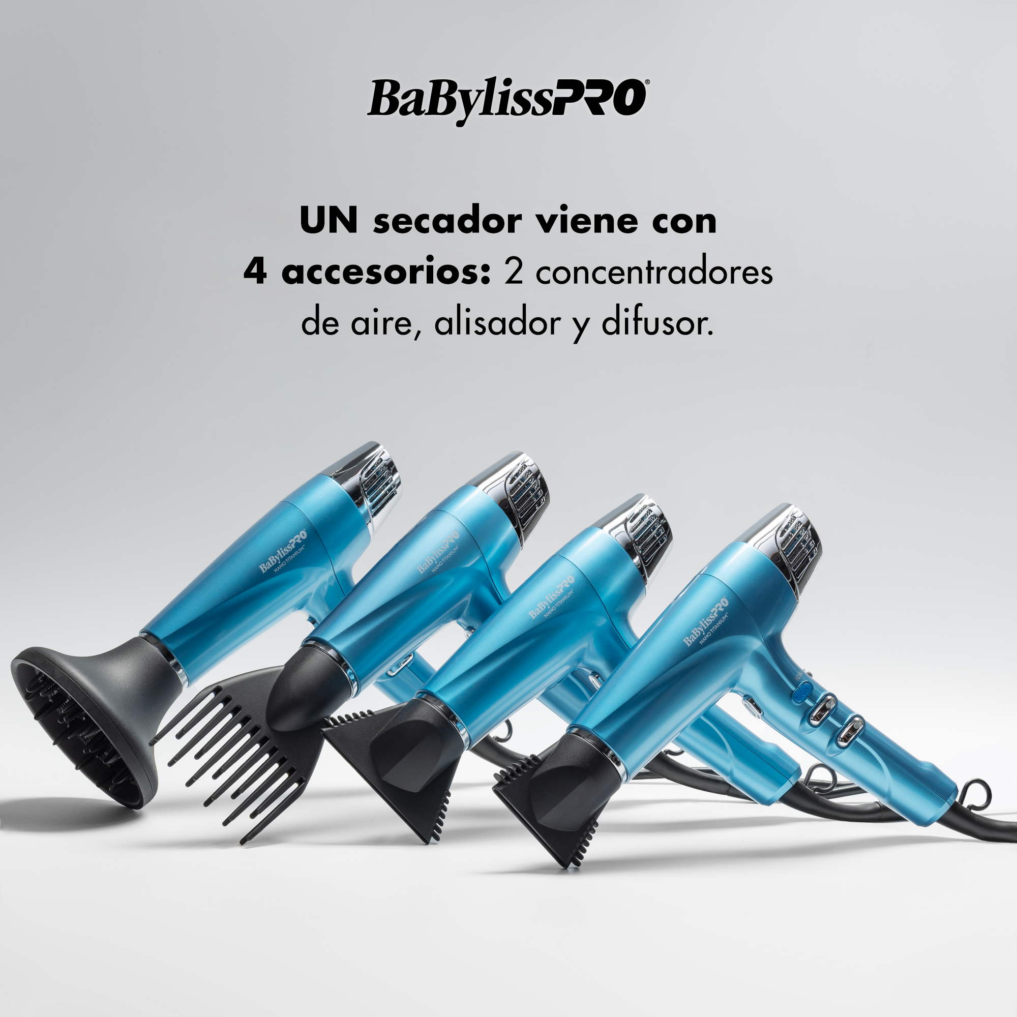 Secador profesional de alta velocidad con tecnología iónica doble BaBylissPRO® Nano Titanium™